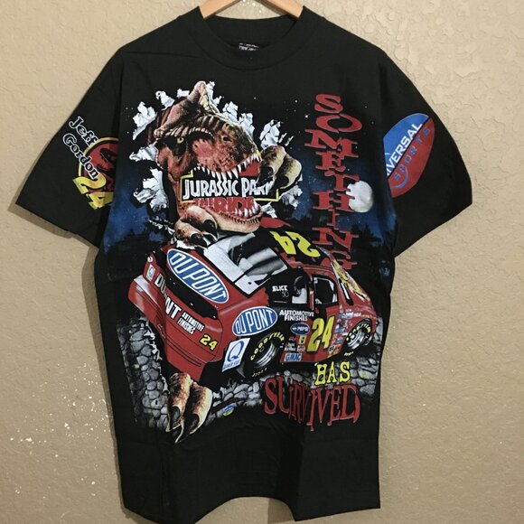 Jeff Gordon Nascar Jurassic Park All Over Print T-Shirt XL - Picture 1 of 5